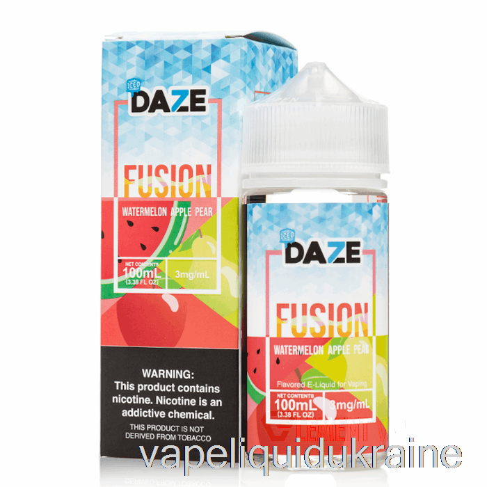 Vape Liquid Ukraine ICED Watermelon Apple Pear - 7 Daze Fusion - 100mL 0mg